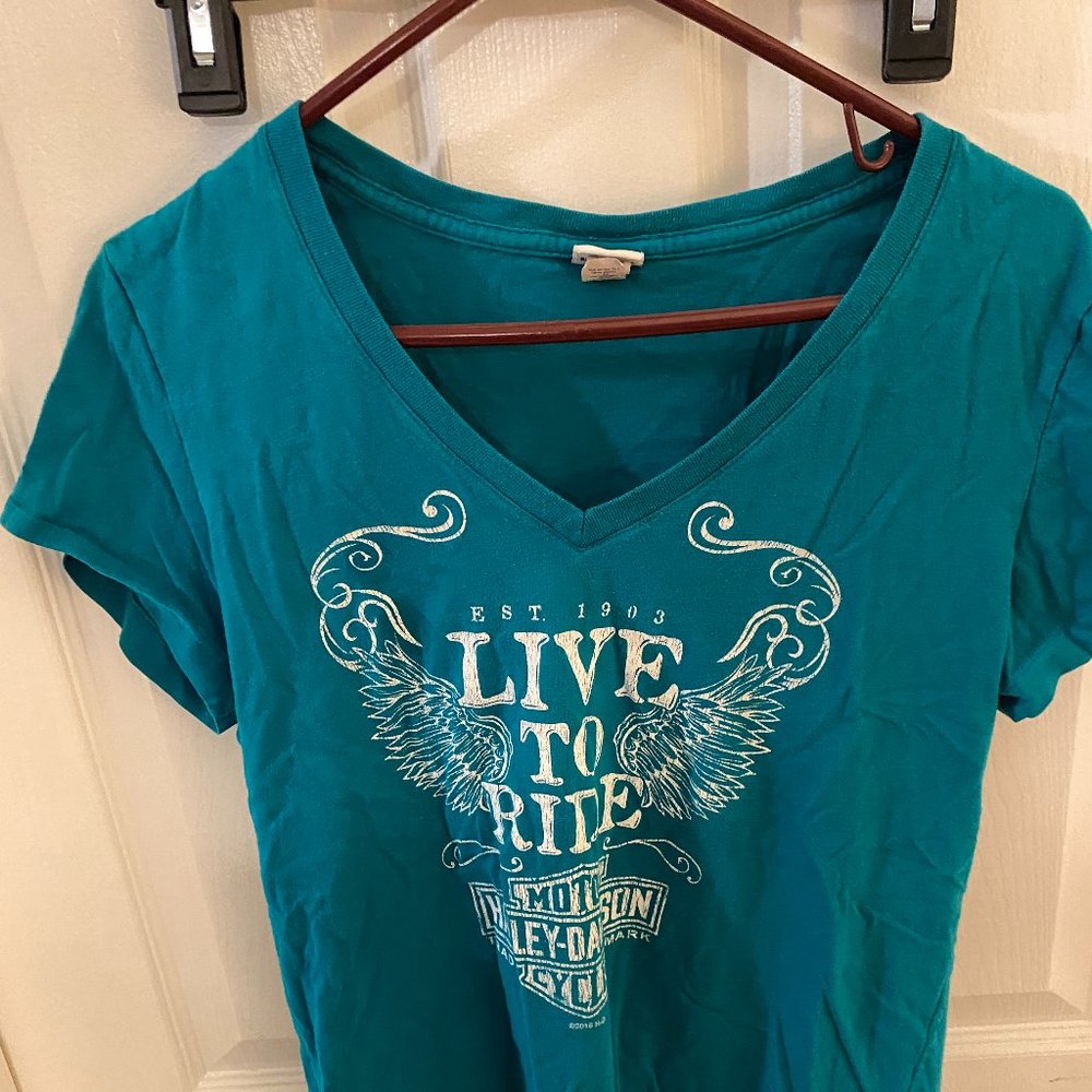 Harley Davidson Graphic T - Woodstock, Il - Medium Size - Women